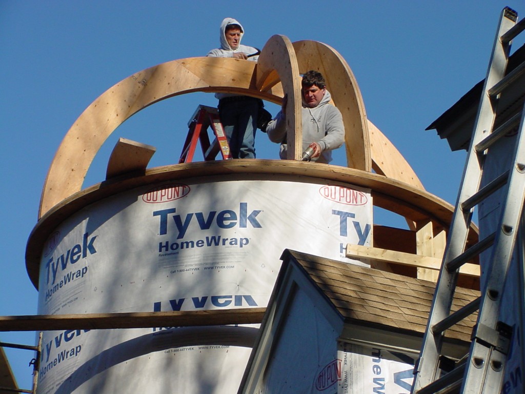 Reassembly of Dome Rafters Above Second Level